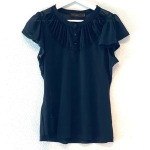 The Limited Black Sheer Short Ruffled Sleeve Blouse Shirt Top